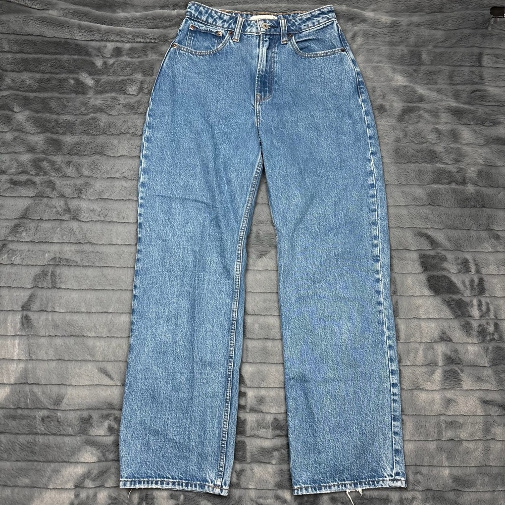 Abercrombie & Fitch Curve Love The Loose High Rise Jeans Blue 24/00 Medium Wash